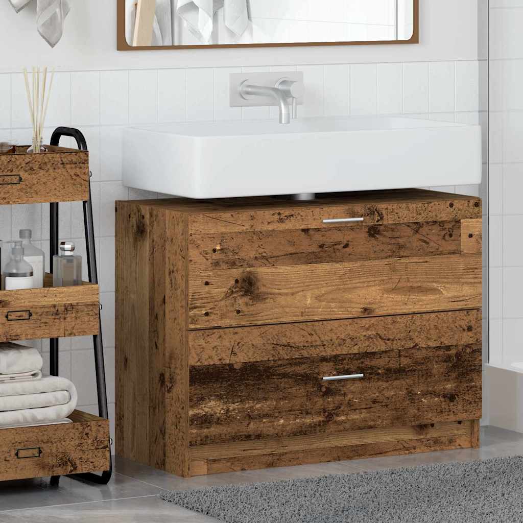 Waschtischschrank mit Tür Altholz 78 x 37 x 59 cm Holzwerkstoff