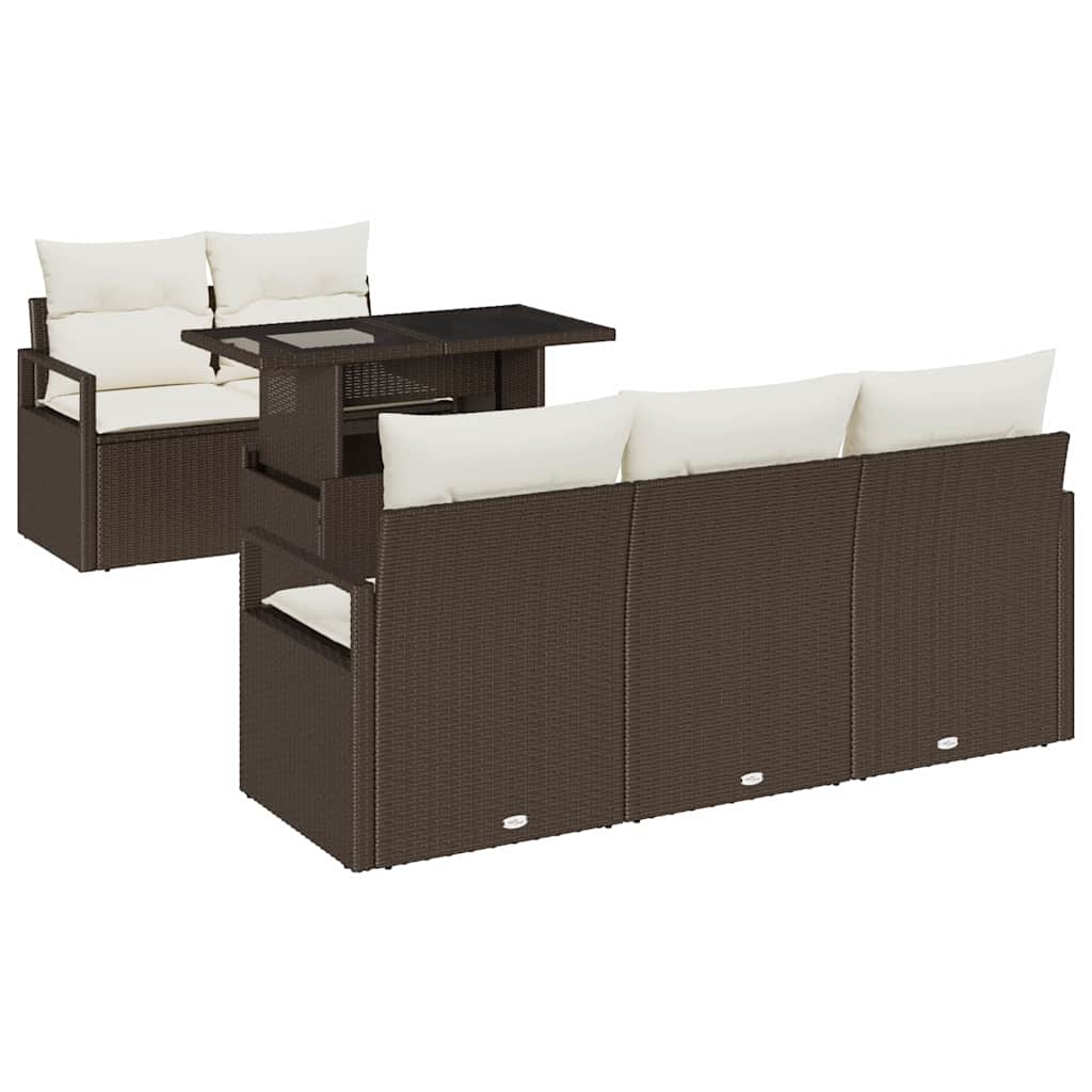 Garten-Sofa-Set 6 pcs Braun und Creme 100 x 55 x 73 cm