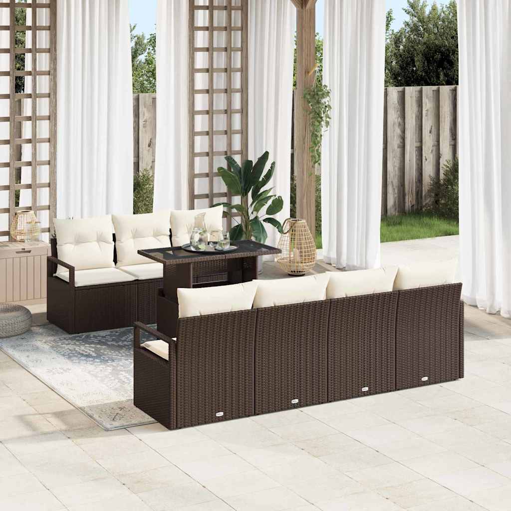 Garten-Sofa-Set 8 pcs Braun und Creme 100 x 55 x 73 cm