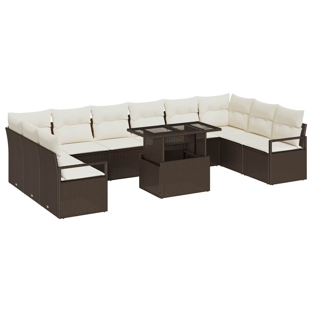 Garten-Sofa-Set 11 pcs Braun und Creme 100 x 55 x 73 cm