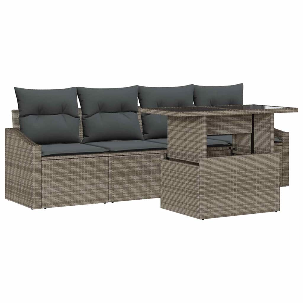 Garten-Sofa-Set mit Kissen 5 pcs Grau 100 x 55 x 73 cm