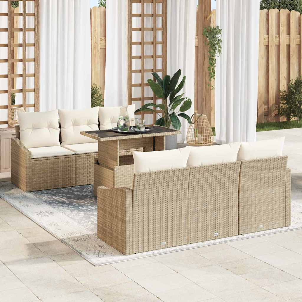 Garten-Sofa-Set 7 pcs Beige und Creme 100 x 55 x 73 cm