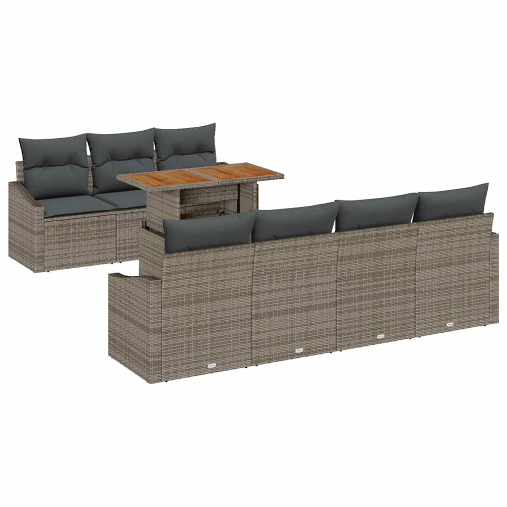 Garten Essgruppe mit Kissen Grau, Braun 100 x 55 x 73 cm
