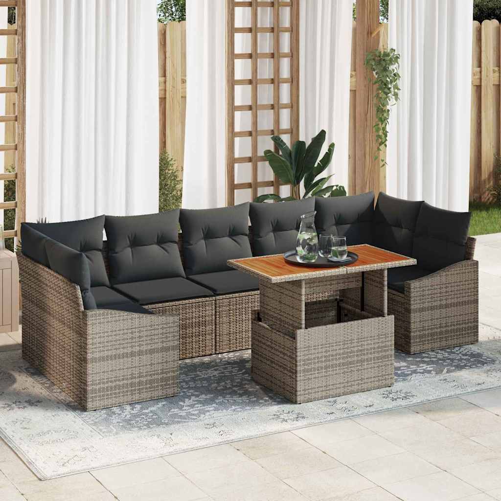 Garten Essgruppe mit Kissen Grau, Braun 100 x 55 x 73 cm