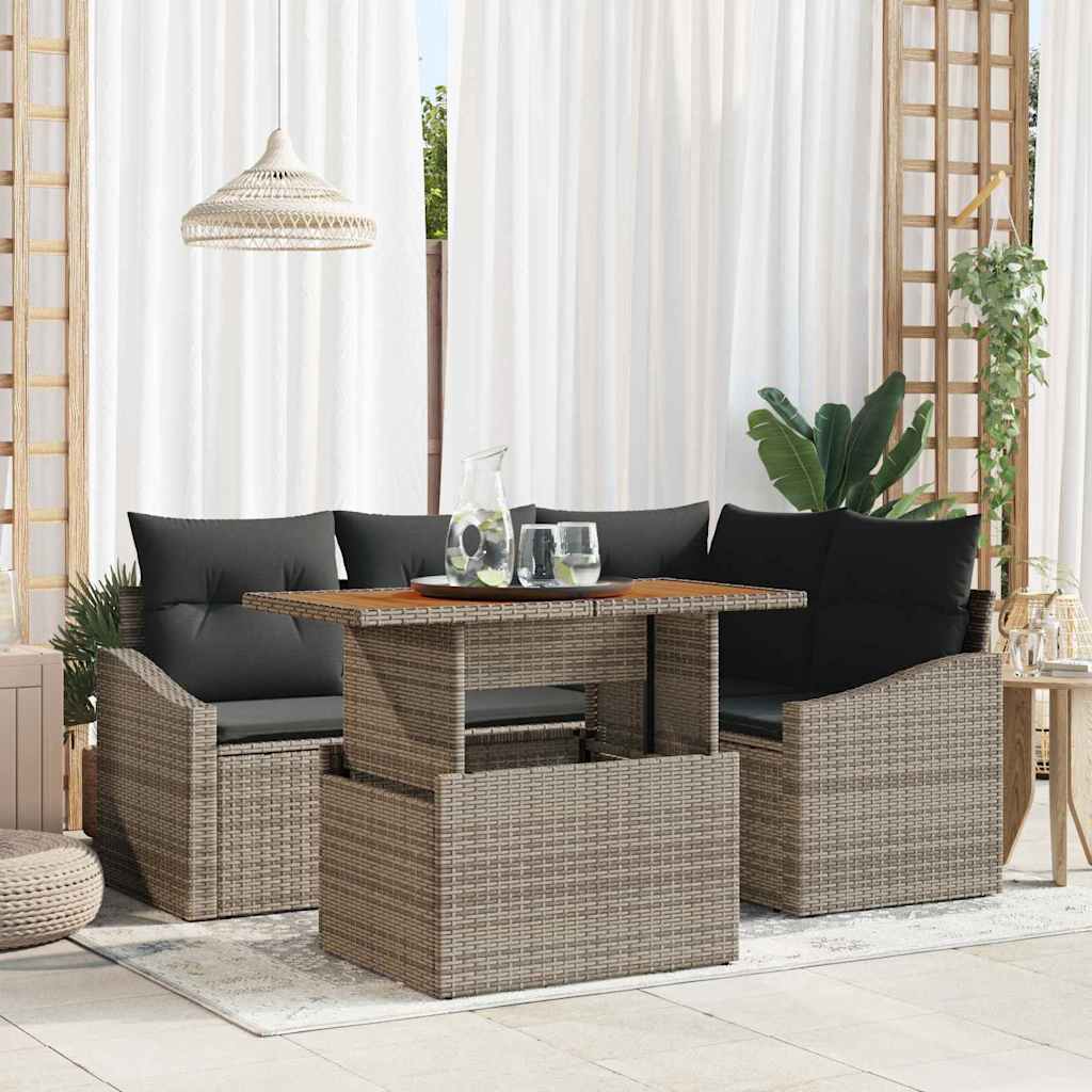 Garten Essgruppe mit Kissen Grau, Braun 100 x 55 x 73 cm