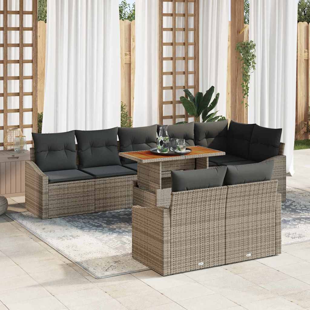 Garten-Sofa-Set mit Kissen 9 pcs Grau, Braun 100 x 55 x 73 cm