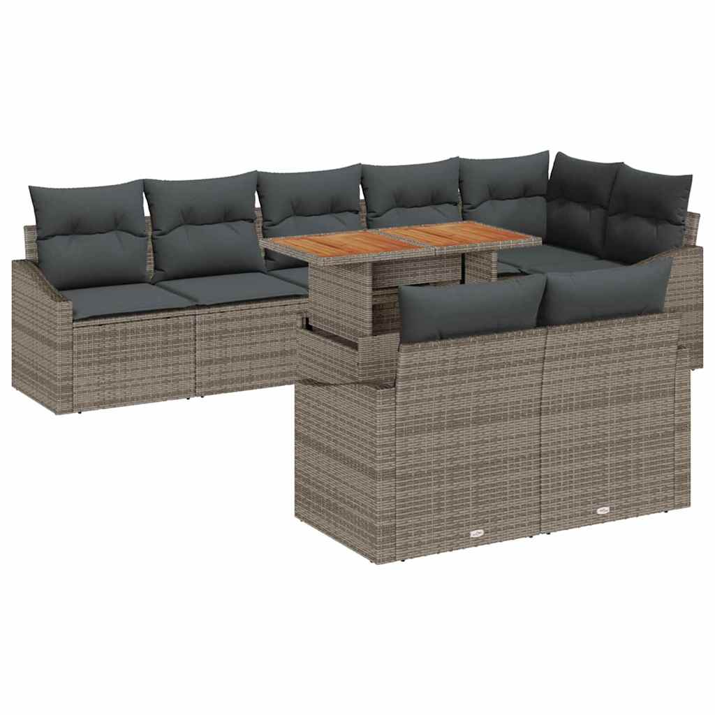 Garten-Sofa-Set mit Kissen 9 pcs Grau, Braun 100 x 55 x 73 cm