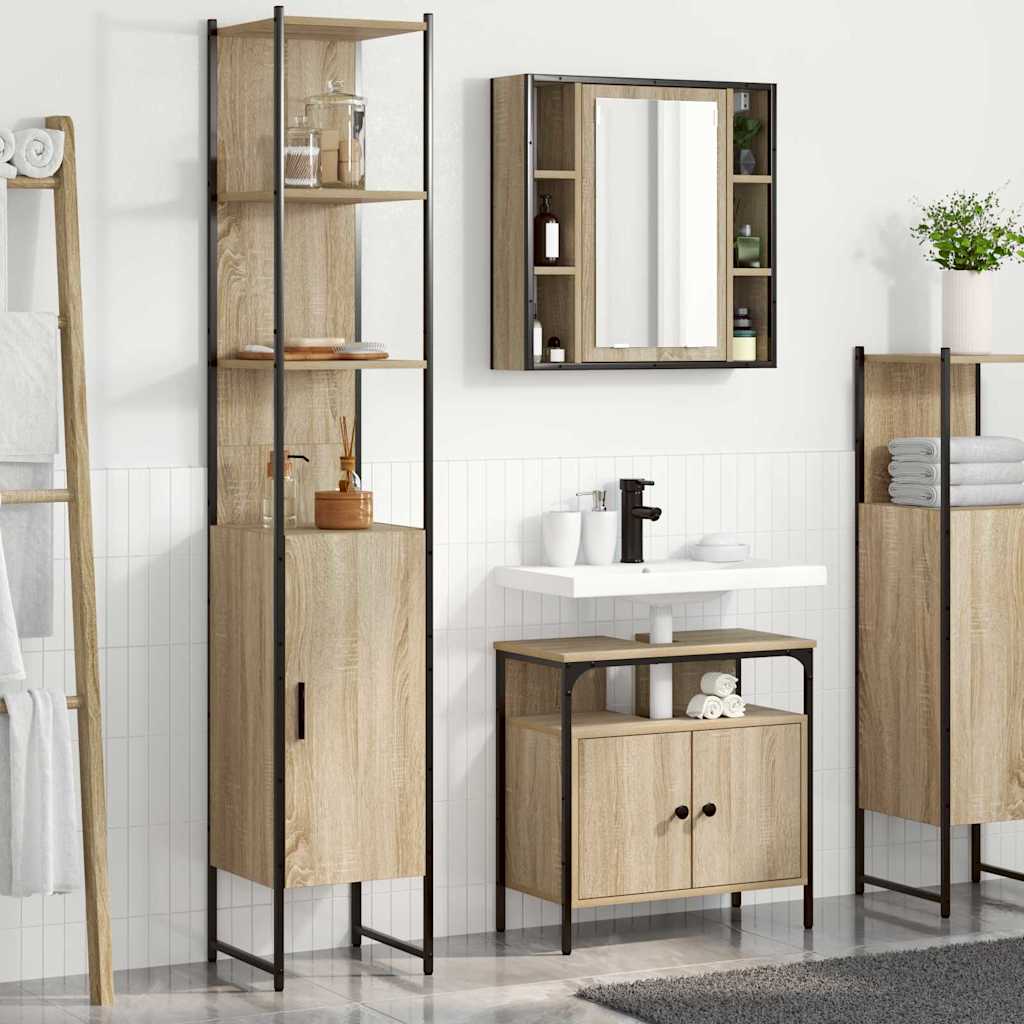 Badezimmermöbel Set 3 pcs Sonoma Eiche 33 x 33 x 185.5 cm
