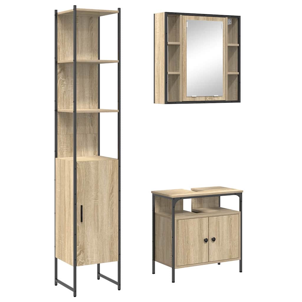 Badezimmermöbel Set 3 pcs Sonoma Eiche 33 x 33 x 185.5 cm