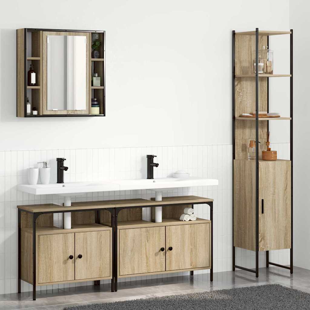 Badezimmermöbel Set 4 pcs Sonoma Eiche 33 x 33 x 185.5 cm