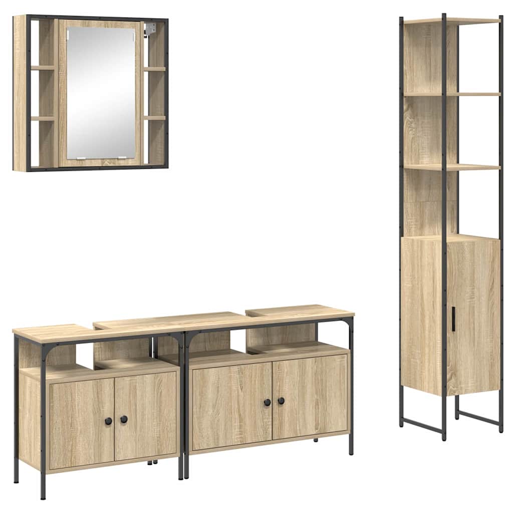 Badezimmermöbel Set 4 pcs Sonoma Eiche 33 x 33 x 185.5 cm