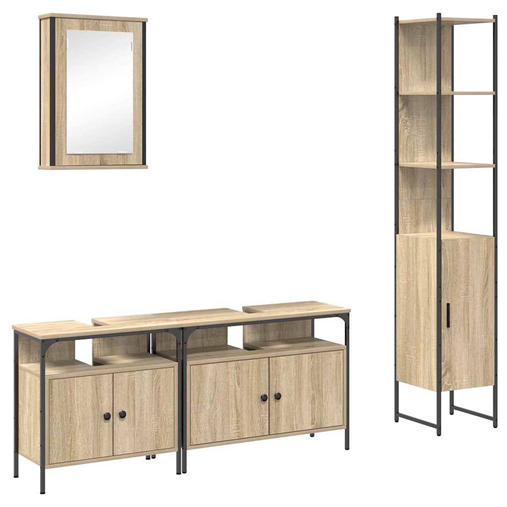 Badezimmermöbel Set 4 pcs Sonoma Eiche 33 x 33 x 185.5 cm