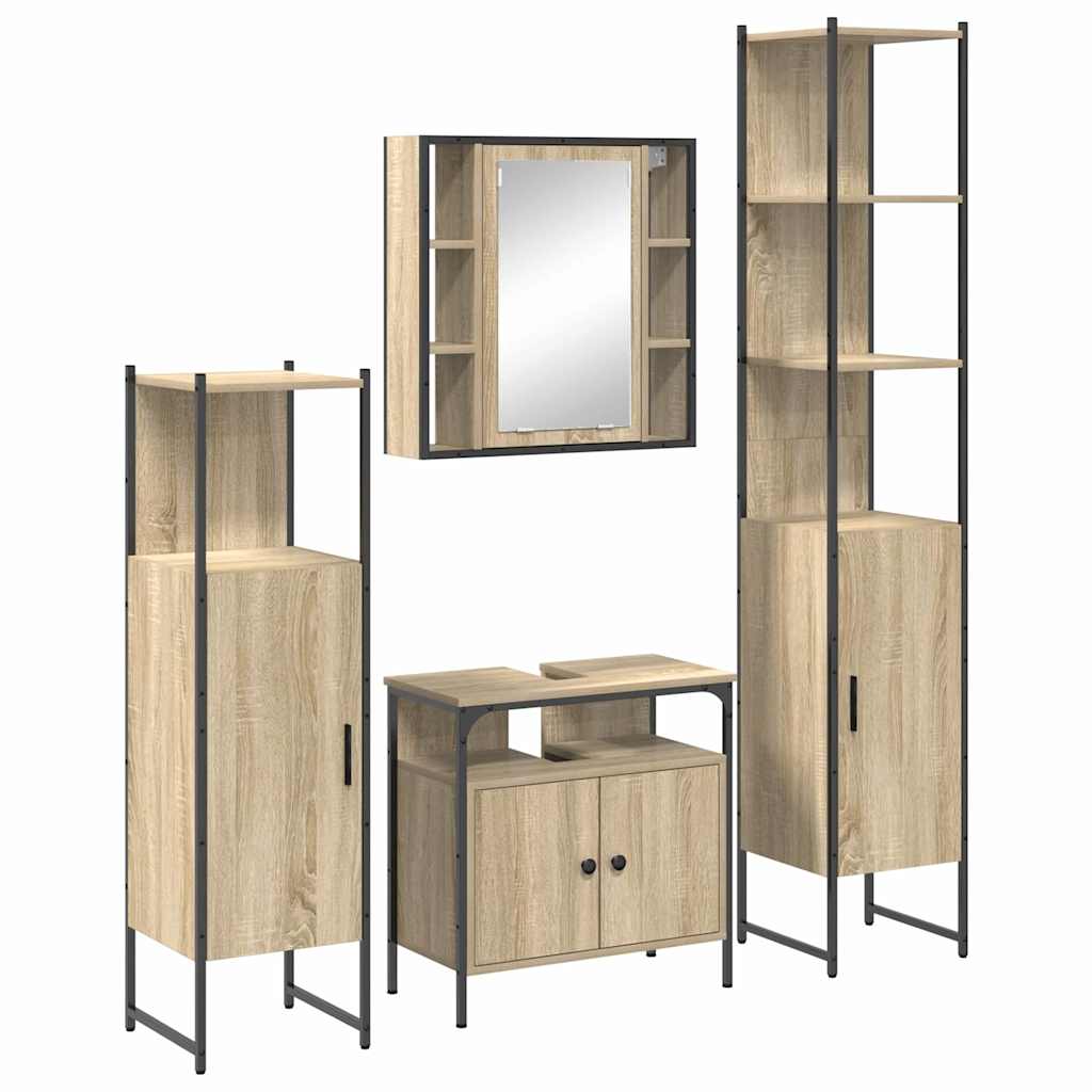 Badezimmermöbel Set 4 pcs Sonoma Eiche 33 x 33 x 185.5 cm