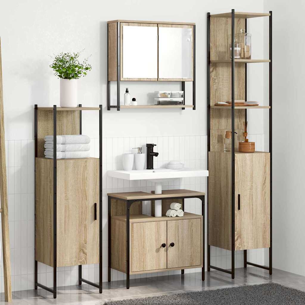 Badezimmermöbel Set 4 pcs Sonoma Eiche 33 x 33 x 185.5 cm