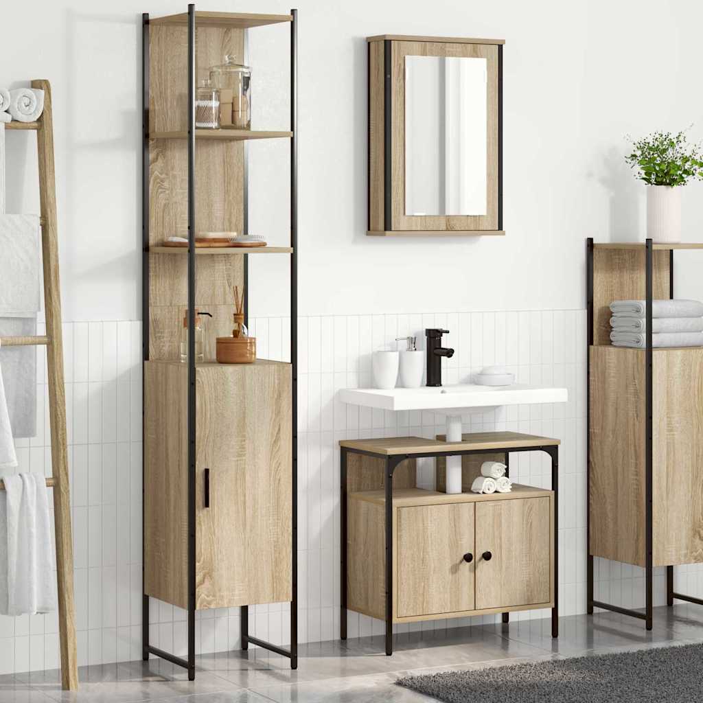 Badezimmermöbel Set 3 pcs Sonoma Eiche 33 x 33 x 185.5 cm