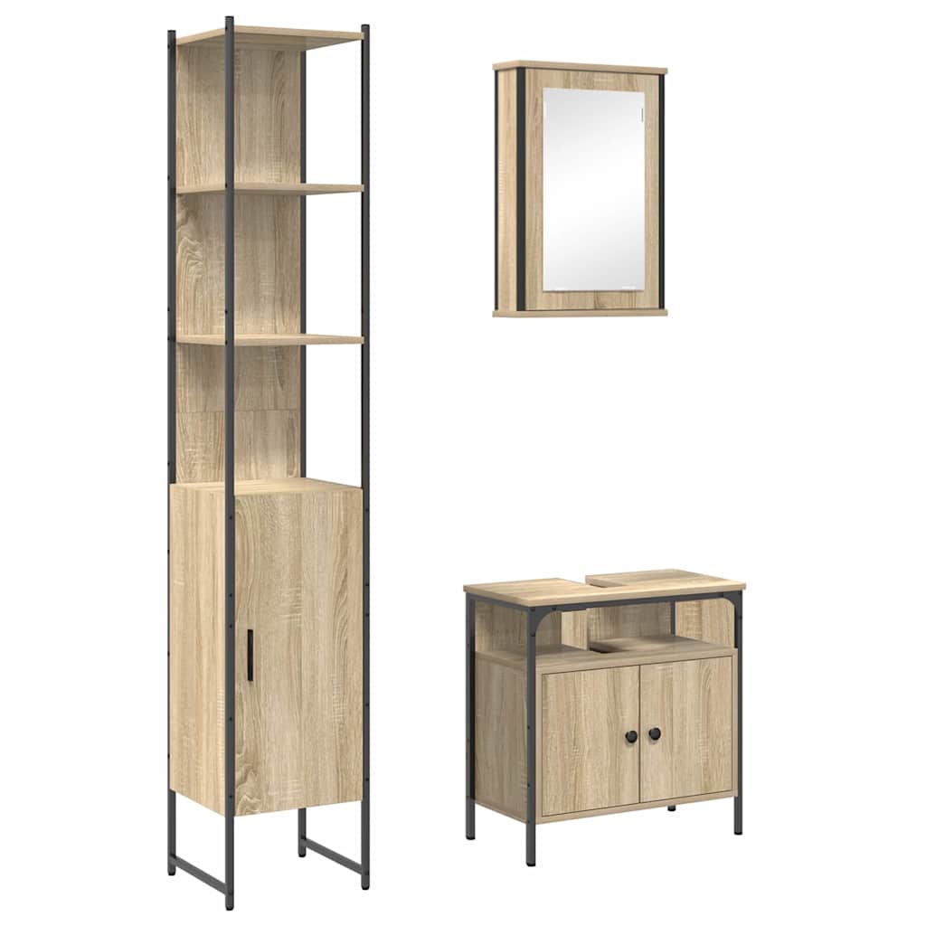 Badezimmermöbel Set 3 pcs Sonoma Eiche 33 x 33 x 185.5 cm