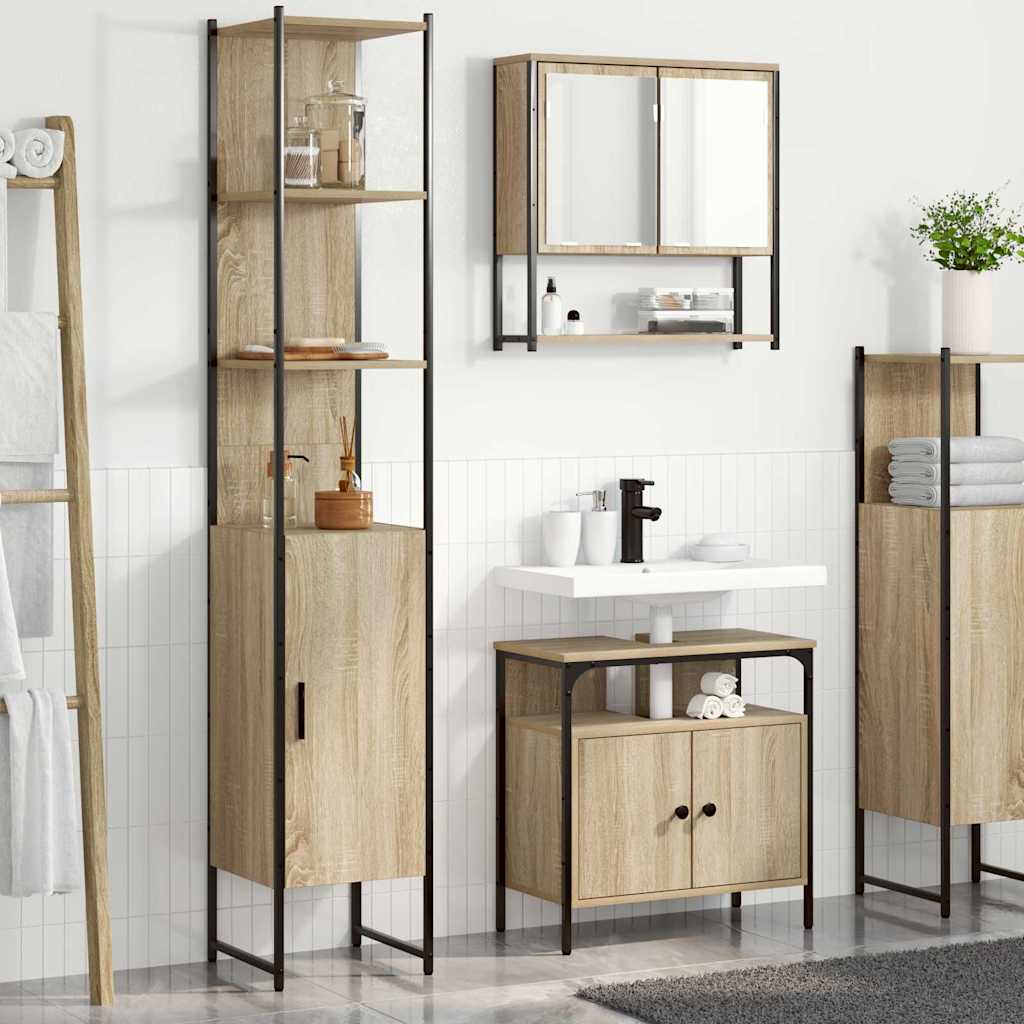 Badezimmermöbel Set 3 pcs Sonoma Eiche 33 x 33 x 185.5 cm