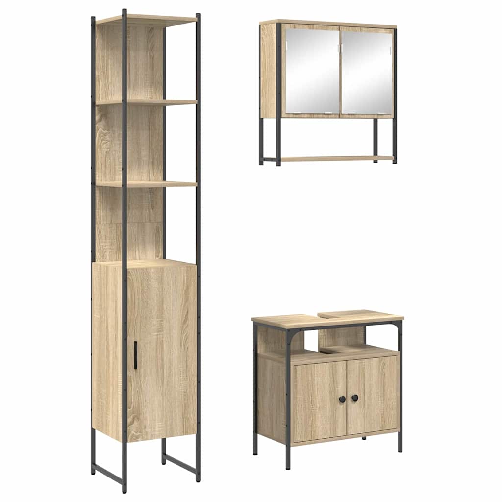 Badezimmermöbel Set 3 pcs Sonoma Eiche 33 x 33 x 185.5 cm