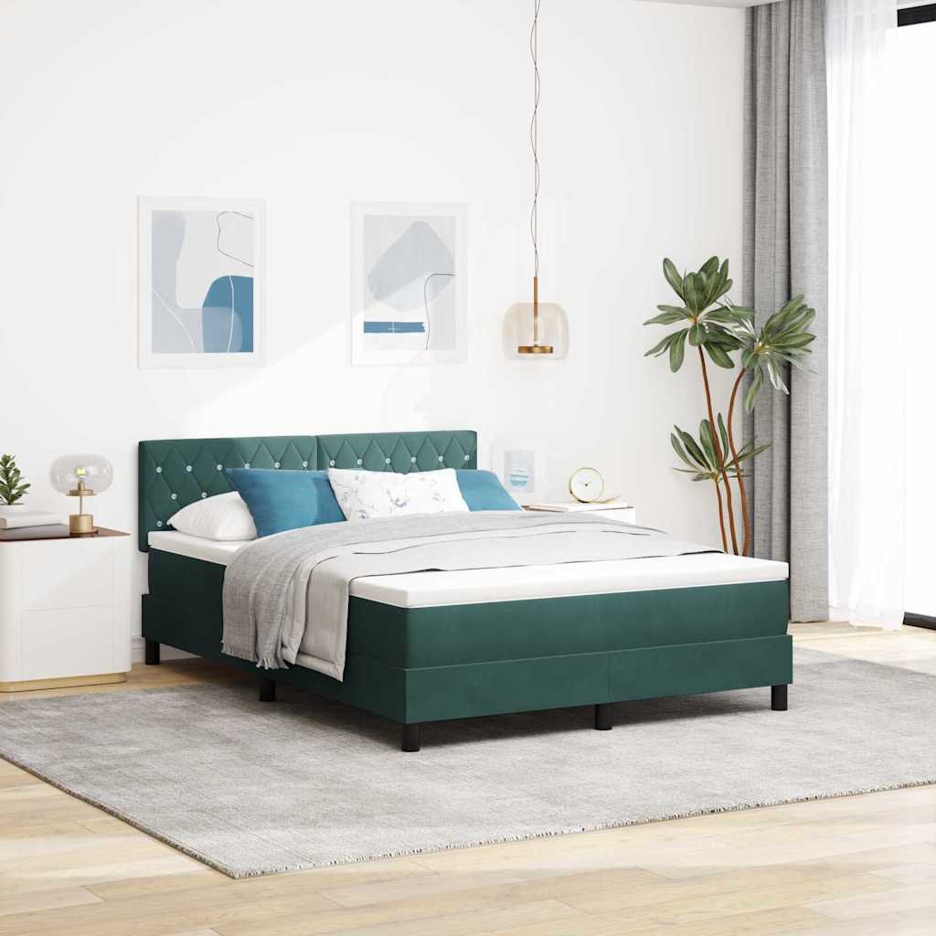 Boxspringbett mit Matratze Dunkelgrün 160 x 200 cm Samt
