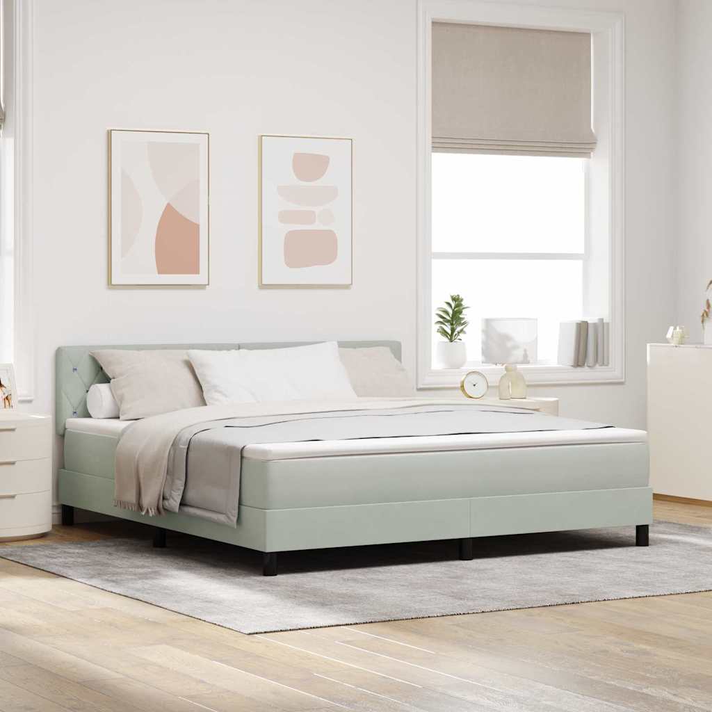 Boxspringbett mit Matratze Hellgrau 180 x 200 cm Samt