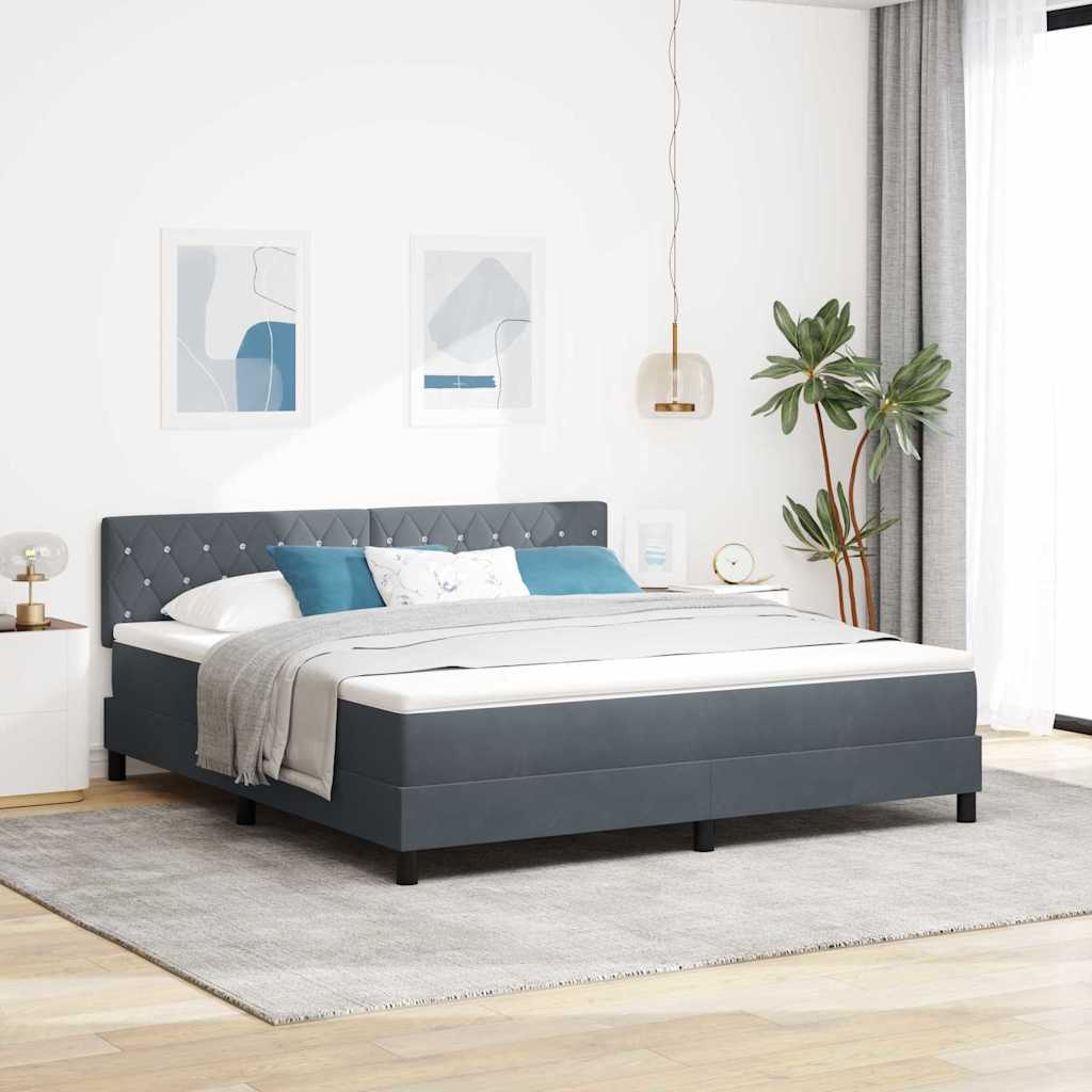Boxspringbett mit Matratze Dunkelgrau 180 x 200 cm Samt
