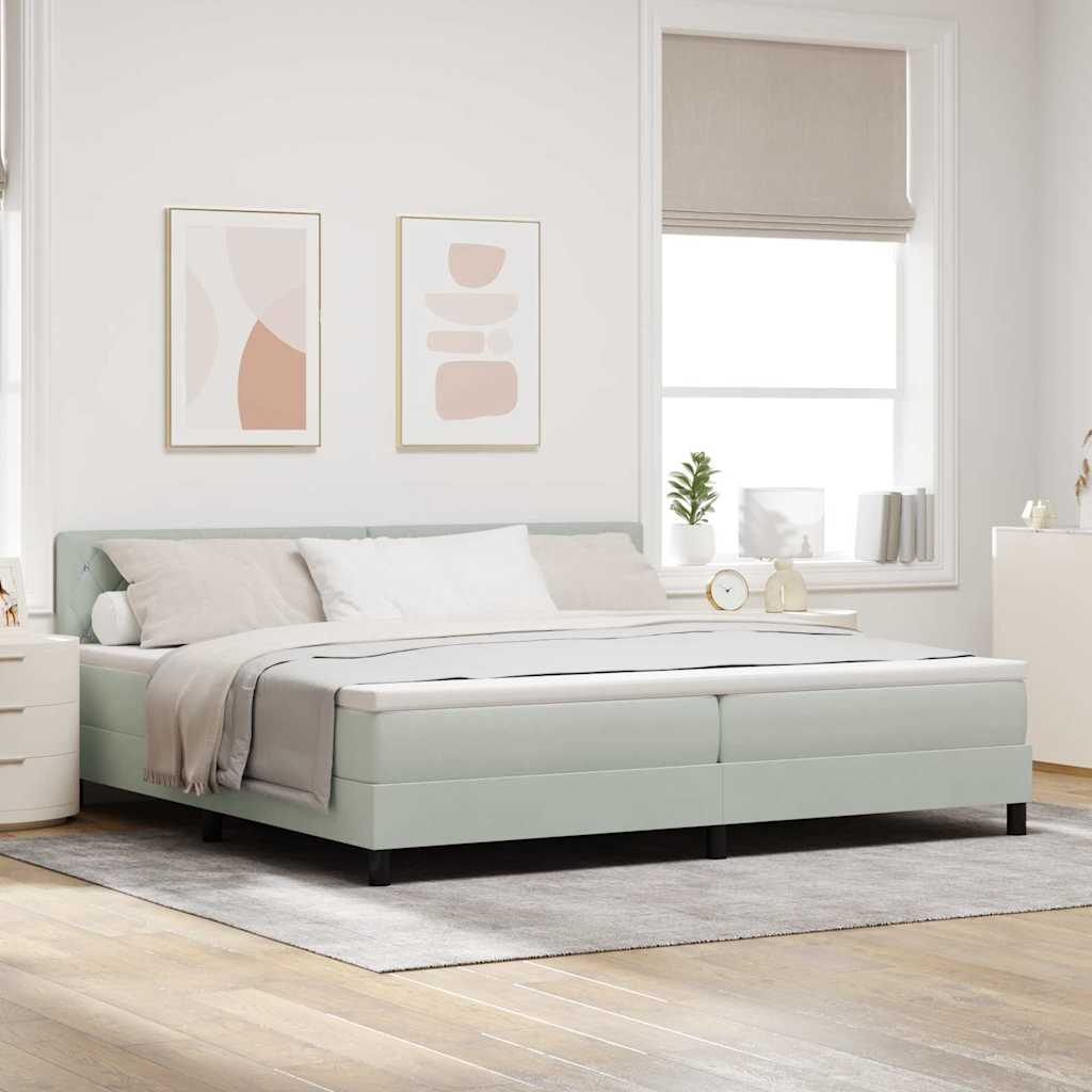 Boxspringbett mit Matratze Hellgrau 200 x 200 cm Samt