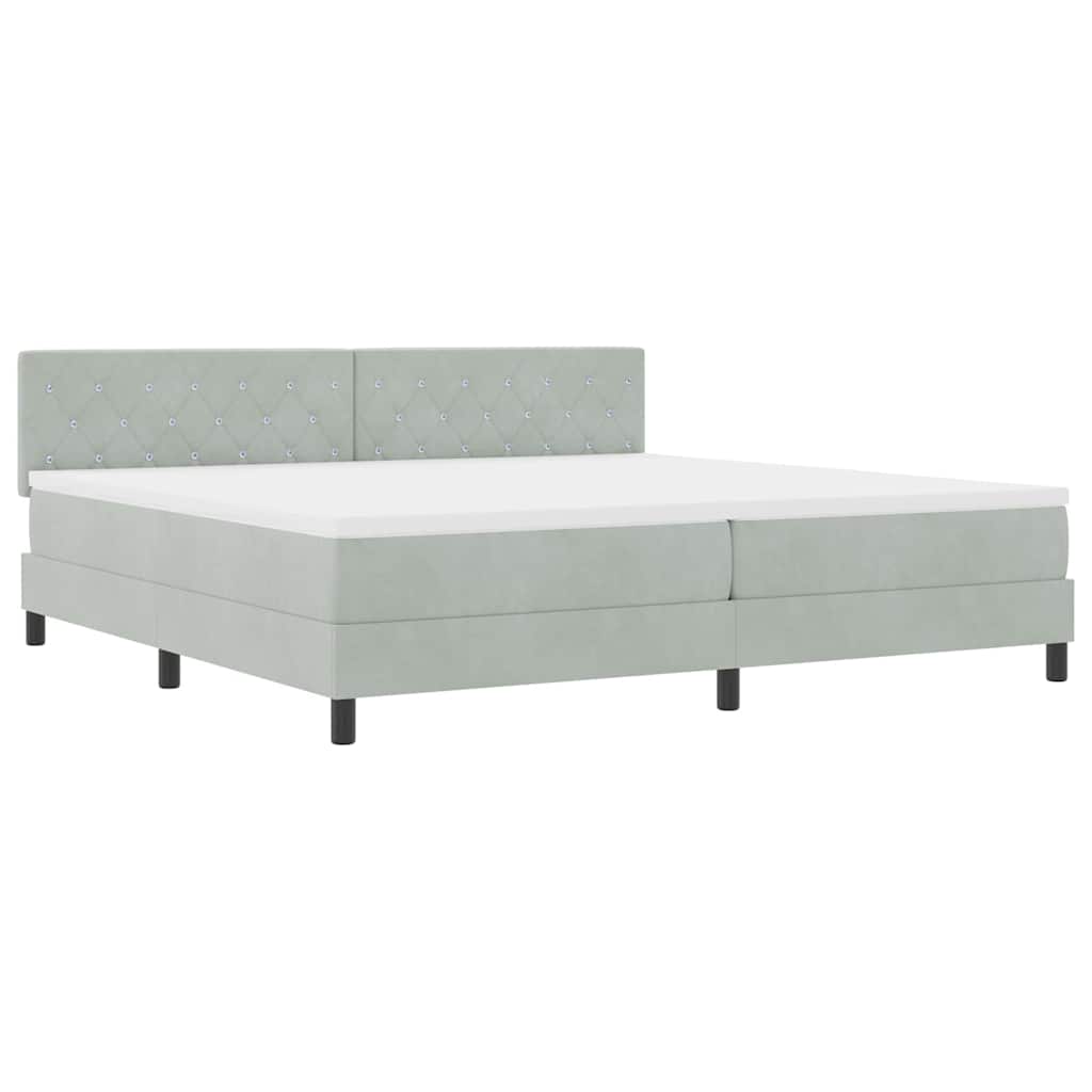 Boxspringbett mit Matratze Hellgrau 200 x 200 cm Samt