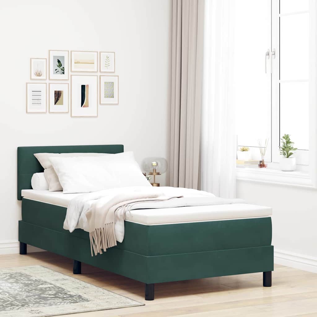 Boxspringbett mit Matratze Dunkelgrün 80 x 200 cm Samt