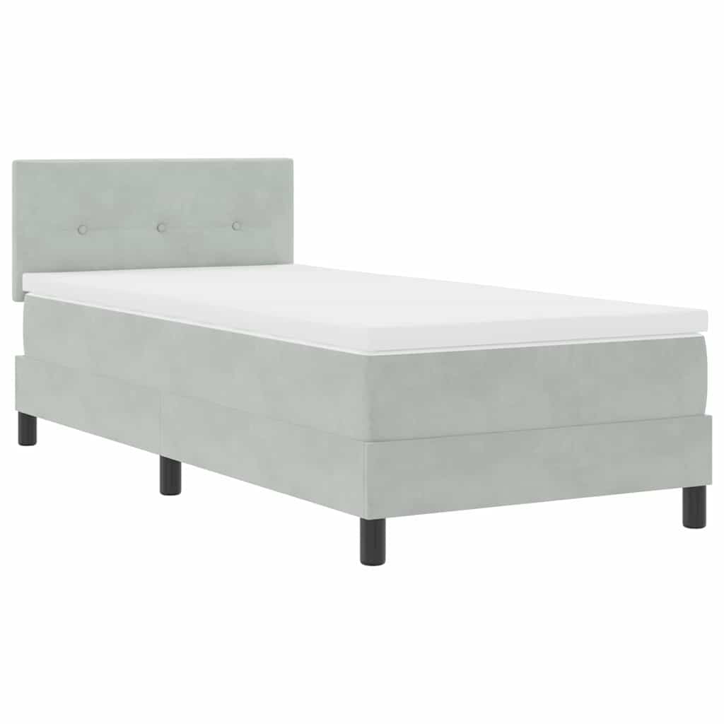 Boxspringbett mit Matratze Hellgrau 100 x 200 cm Samt