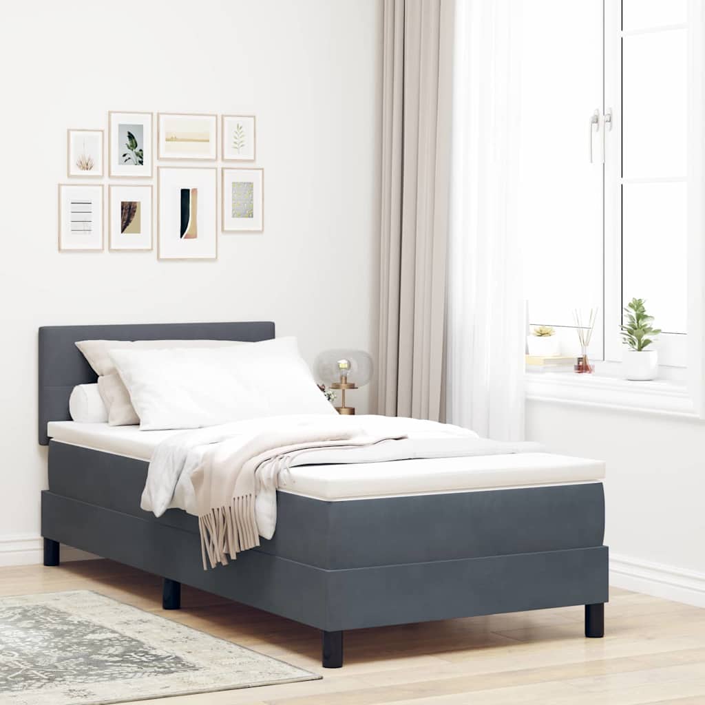 Boxspringbett mit Matratze Dunkelgrau 100 x 200 cm Samt