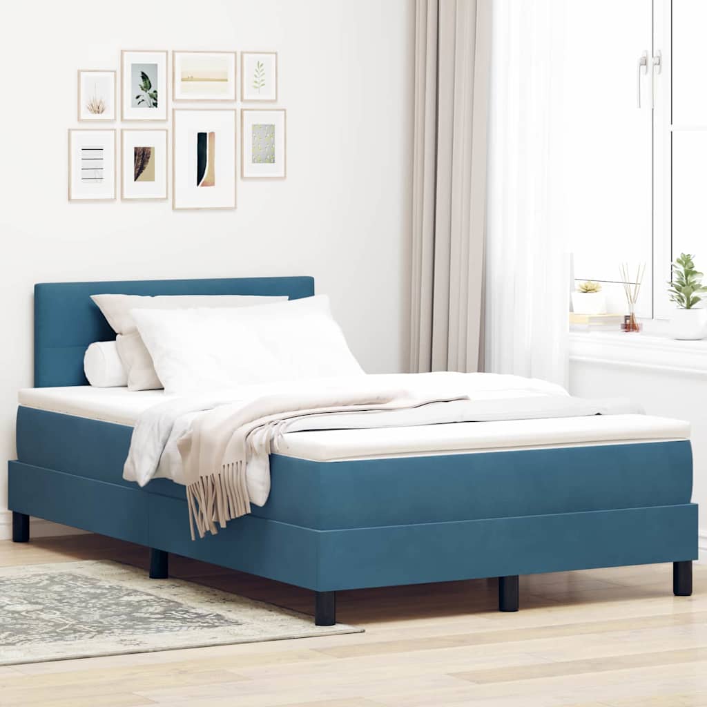 Boxspringbett mit Matratze mit Kopfteil Blau 120 x 190 cm Samt