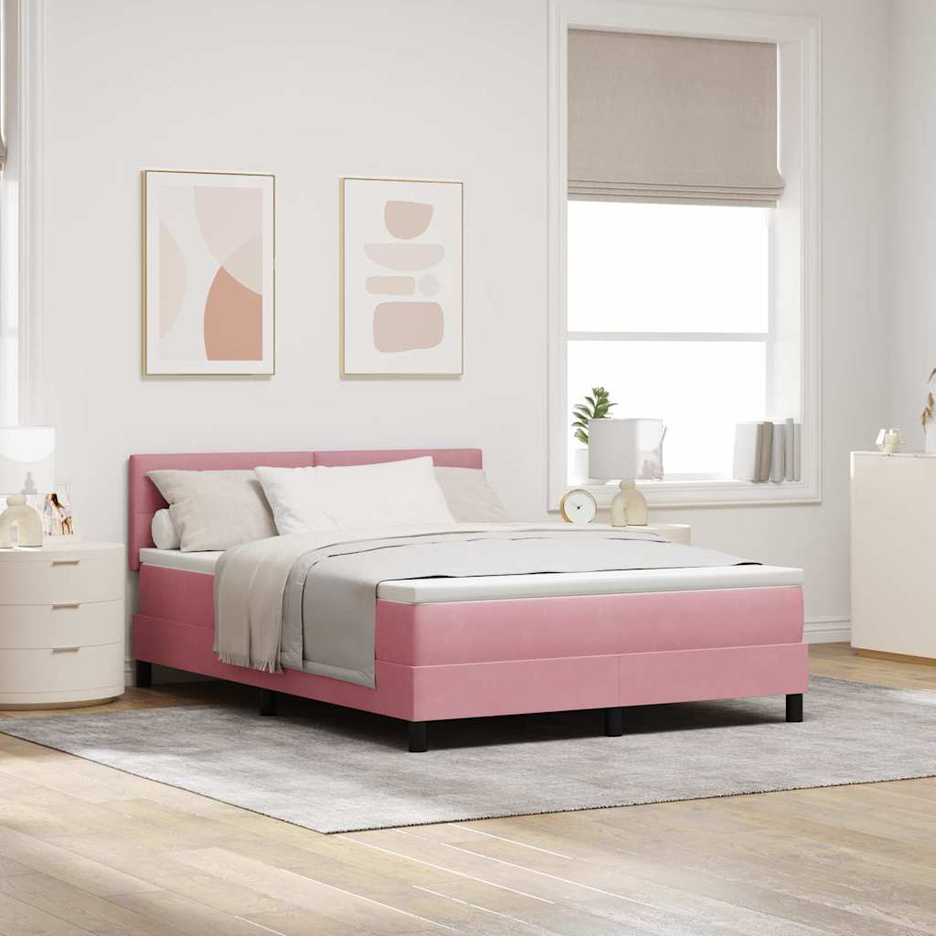 Boxspringbett mit Matratze mit Kopfteil Rosa 160 x 200 cm Samt