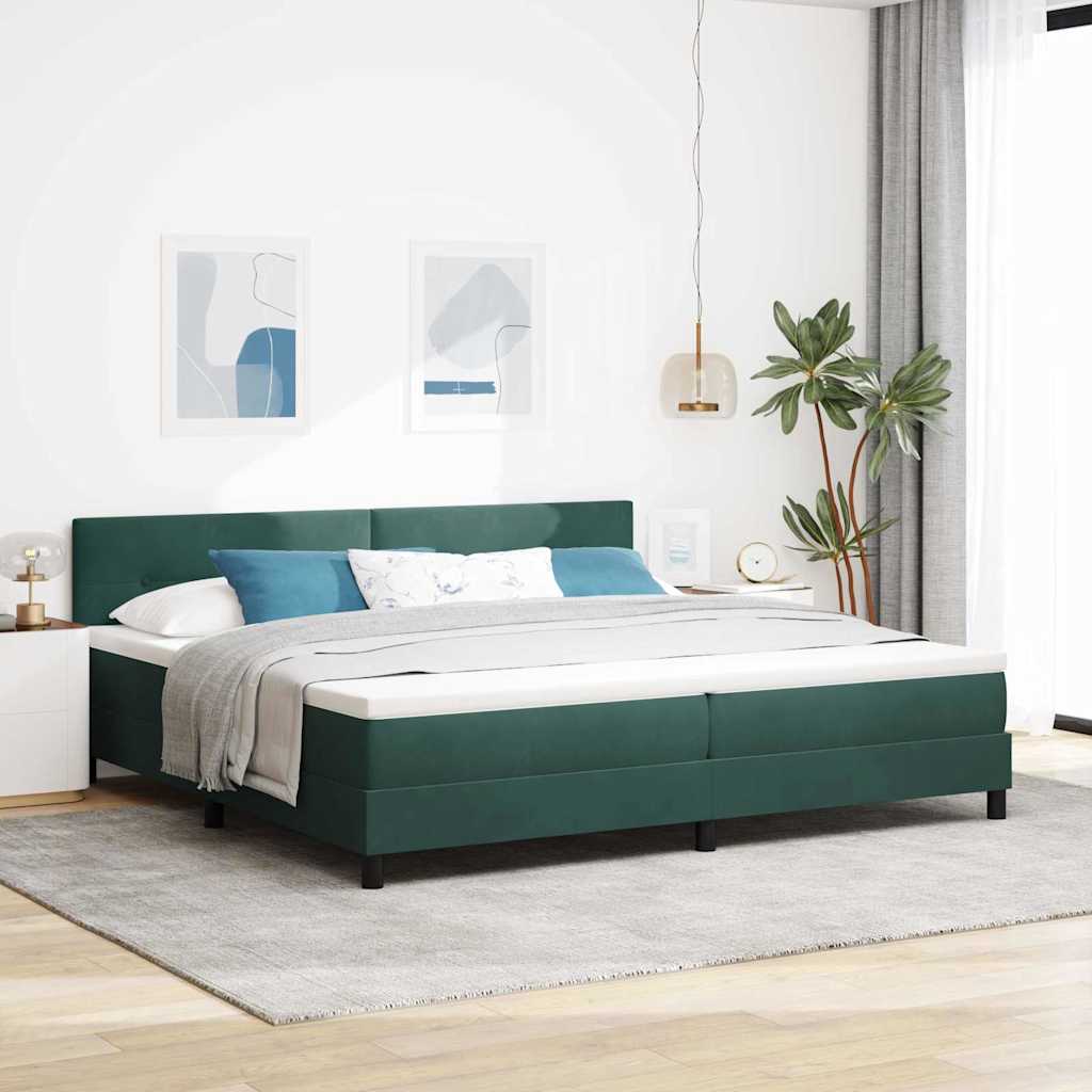 Boxspringbett mit Matratze Dunkelgrün 200 x 200 cm Samt