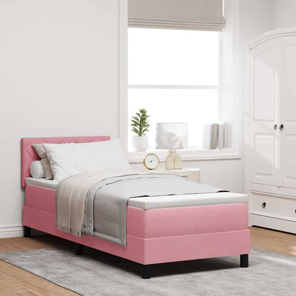 Boxspringbett mit Matratze mit Kopfteil Rosa 80 x 200 cm Samt