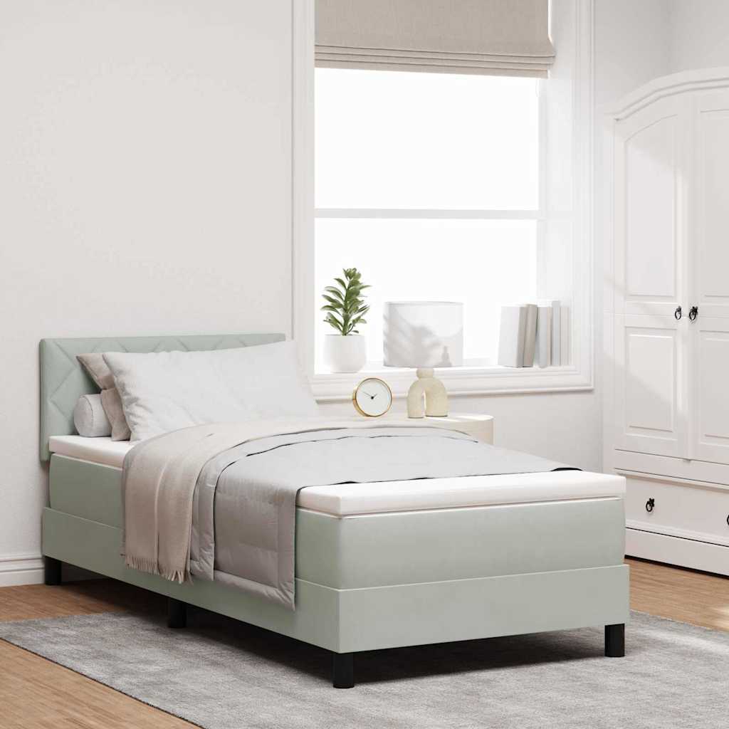 Boxspringbett mit Matratze Hellgrau 90 x 200 cm Samt