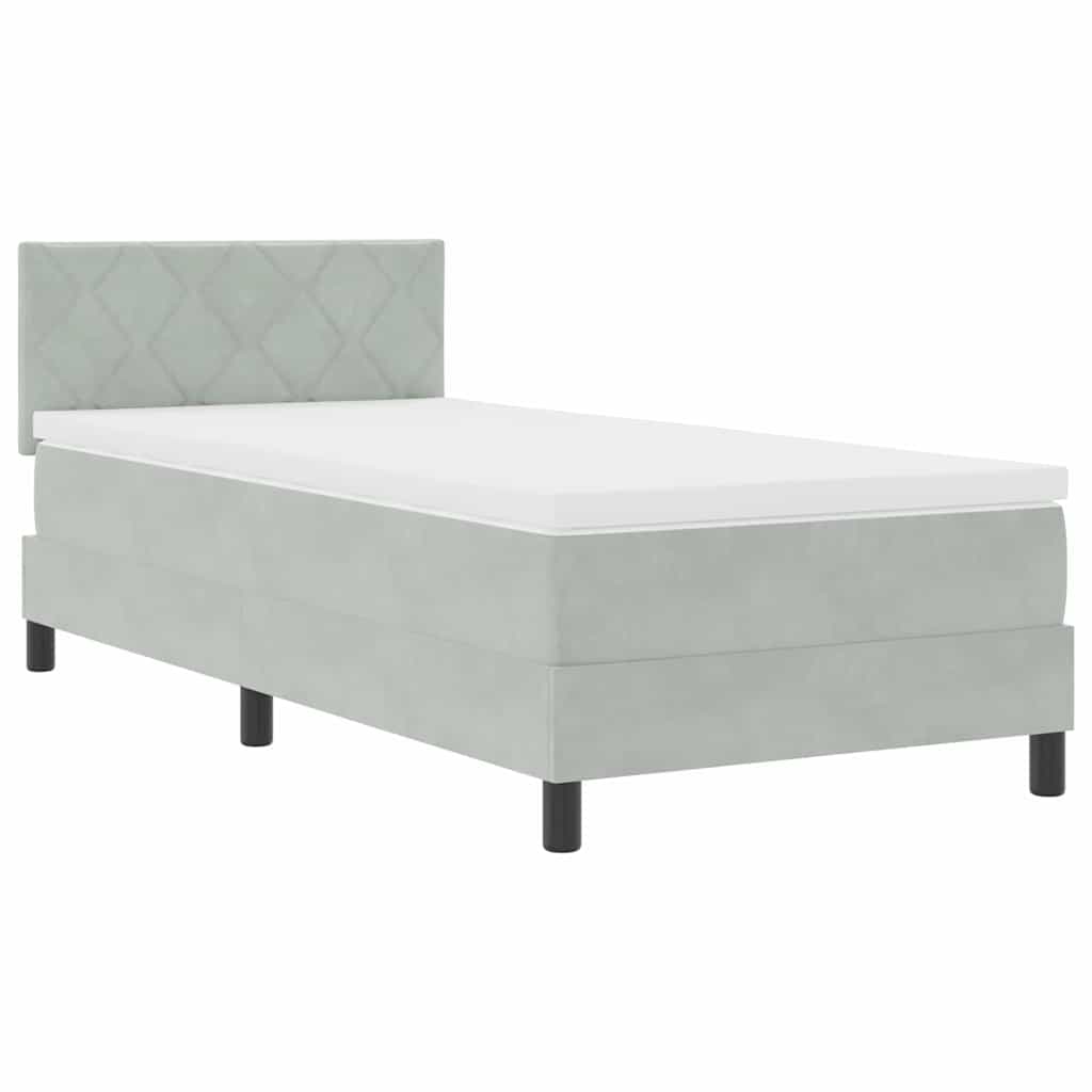 Boxspringbett mit Matratze Hellgrau 100 x 200 cm Samt