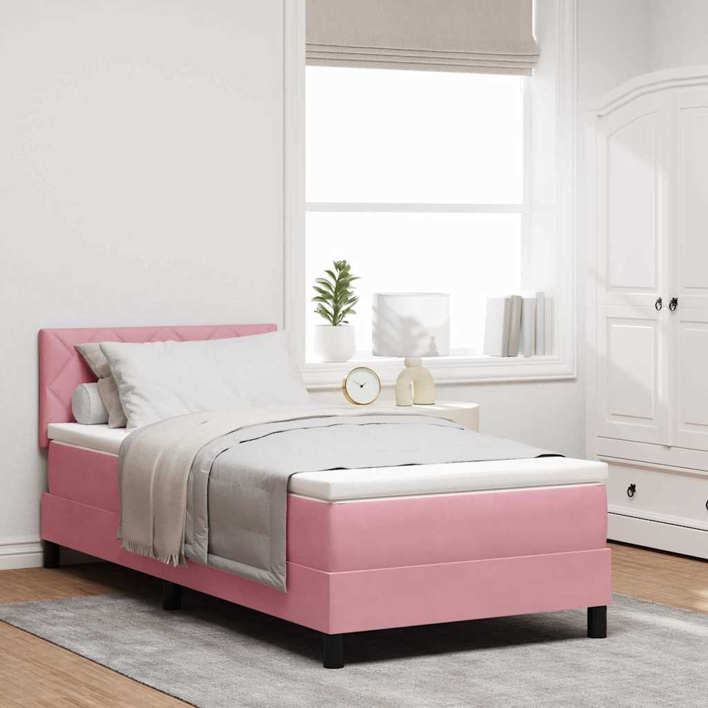 Boxspringbett mit Matratze mit Kopfteil Rosa 100 x 200 cm Samt