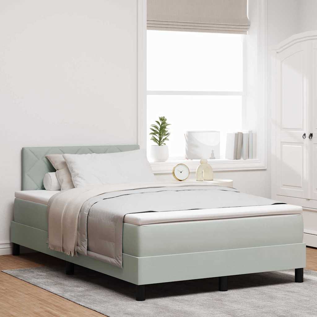 Boxspringbett mit Matratze Hellgrau 120 x 190 cm Samt