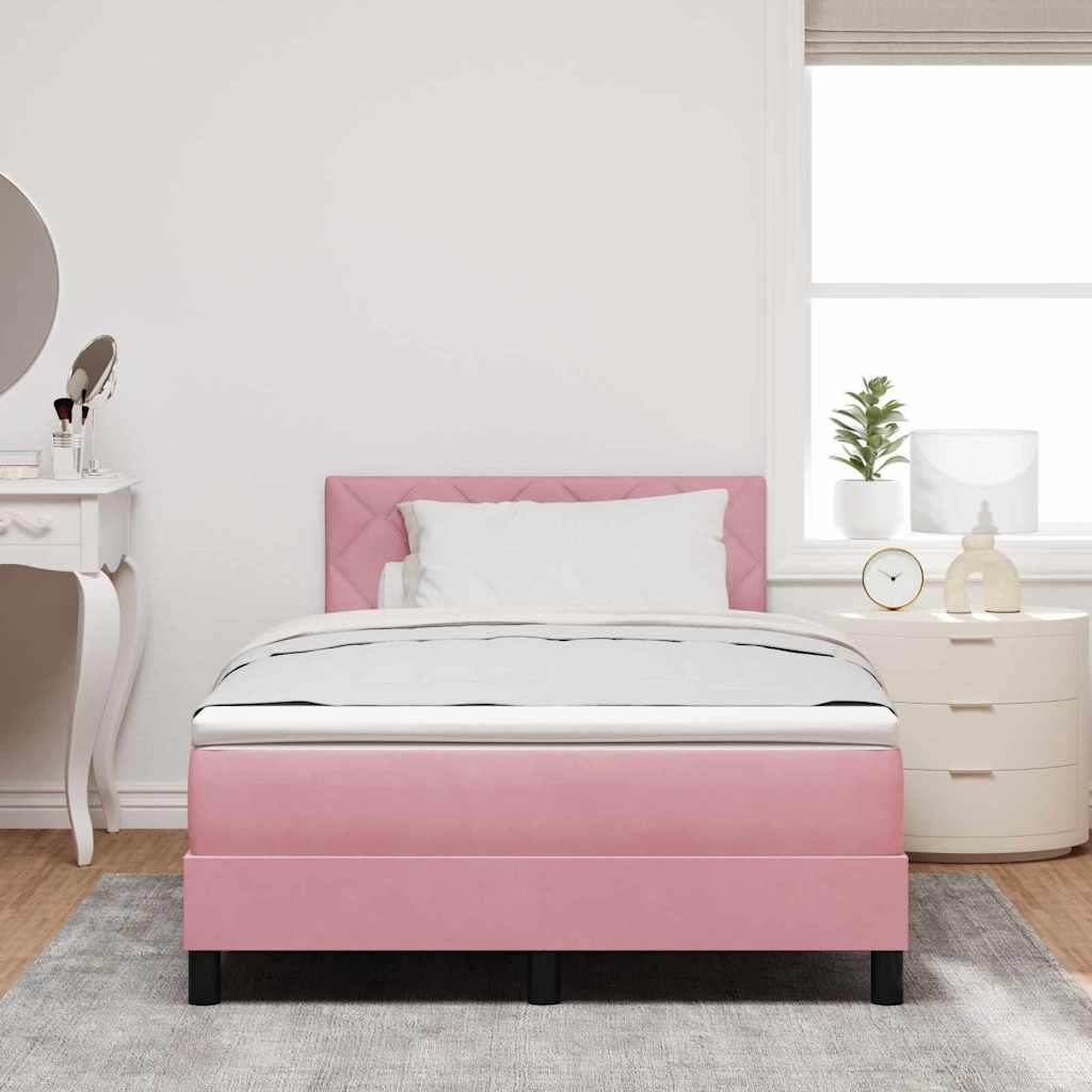 Boxspringbett mit Matratze mit Kopfteil Rosa 120 x 190 cm Samt
