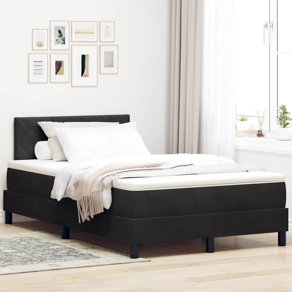 Boxspringbett mit Matratze Schwarz 120 x 200 cm Samt