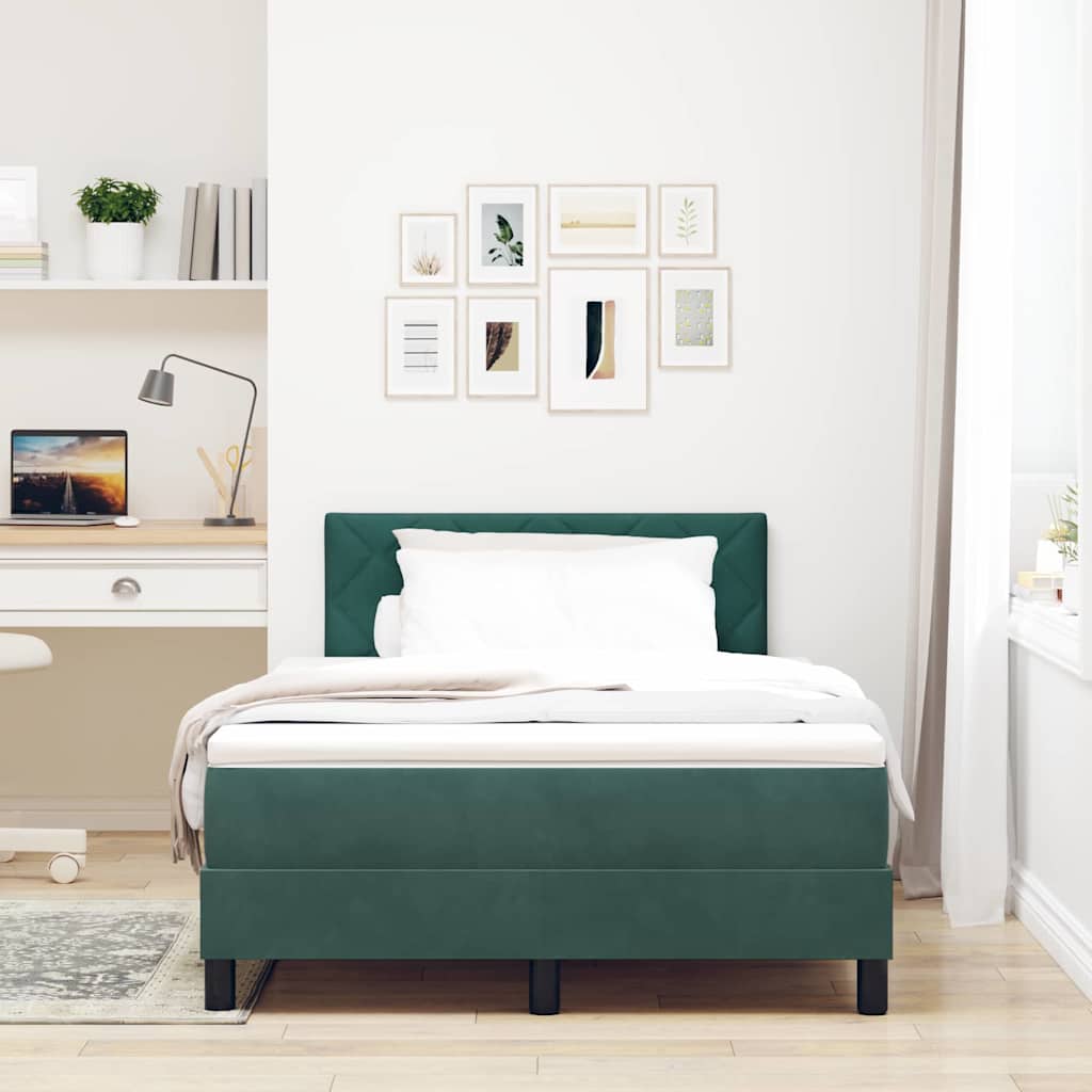 Boxspringbett mit Matratze Dunkelgrün 120 x 200 cm Samt