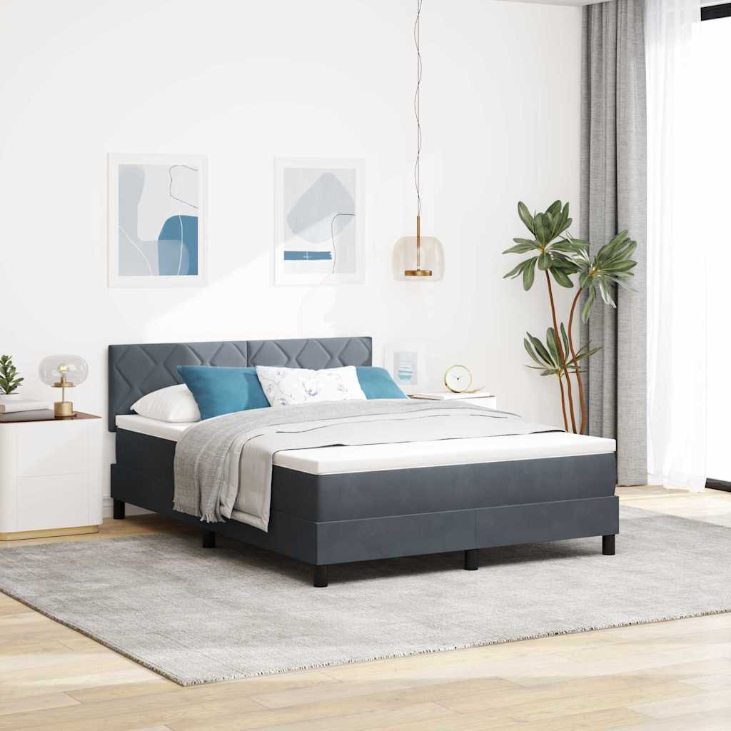 Boxspringbett mit Matratze Dunkelgrau 140 x 200 cm Samt