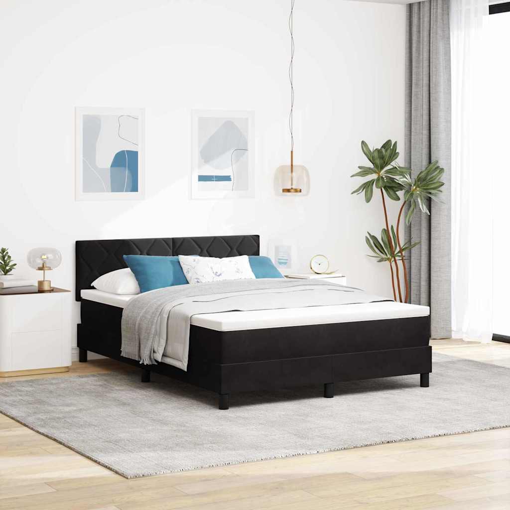 Boxspringbett mit Matratze Schwarz 140 x 200 cm Samt
