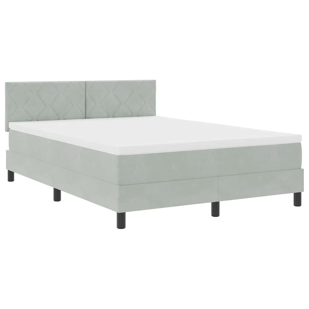 Boxspringbett mit Matratze Hellgrau 160 x 200 cm Samt
