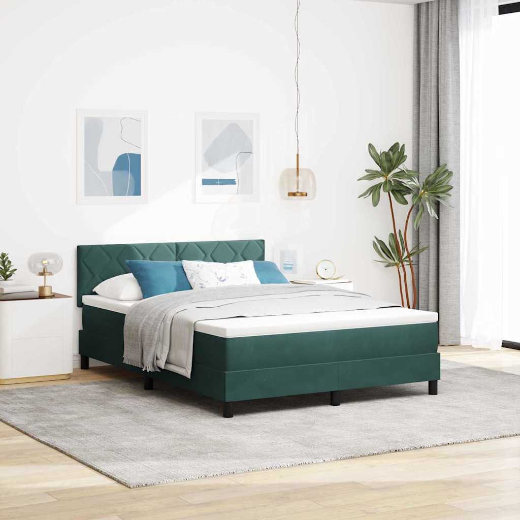 Boxspringbett mit Matratze Dunkelgrün 160 x 200 cm Samt