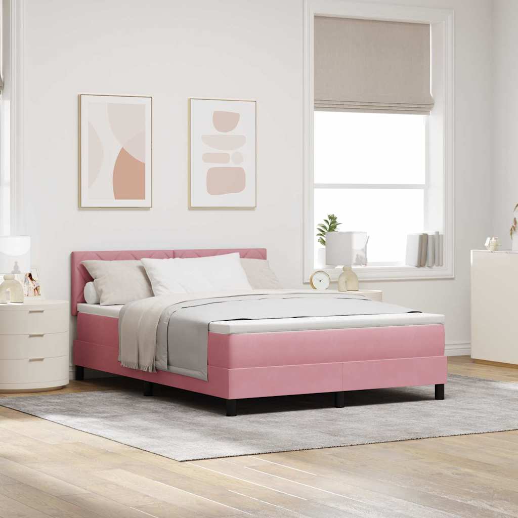 Boxspringbett mit Matratze mit Kopfteil Rosa 160 x 200 cm Samt