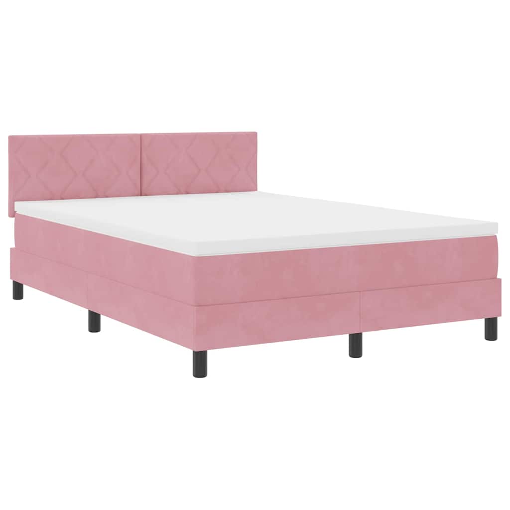 Boxspringbett mit Matratze mit Kopfteil Rosa 160 x 200 cm Samt