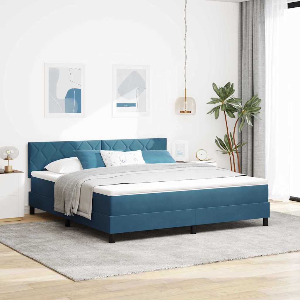 Boxspringbett mit Matratze Dunkelblau 180 x 200 cm Samt