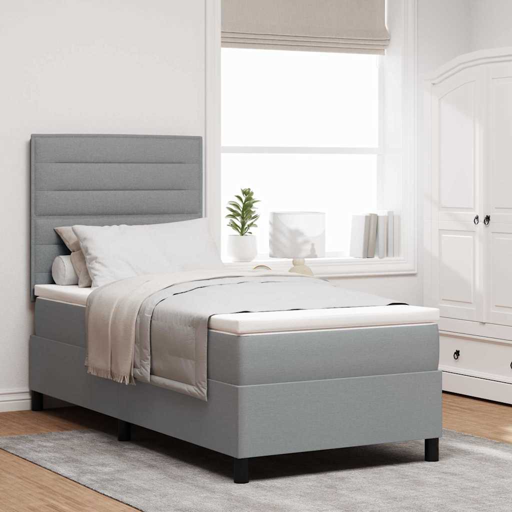 Boxspringbett mit Matratze Hellgrau 100 x 200 cm Stoff