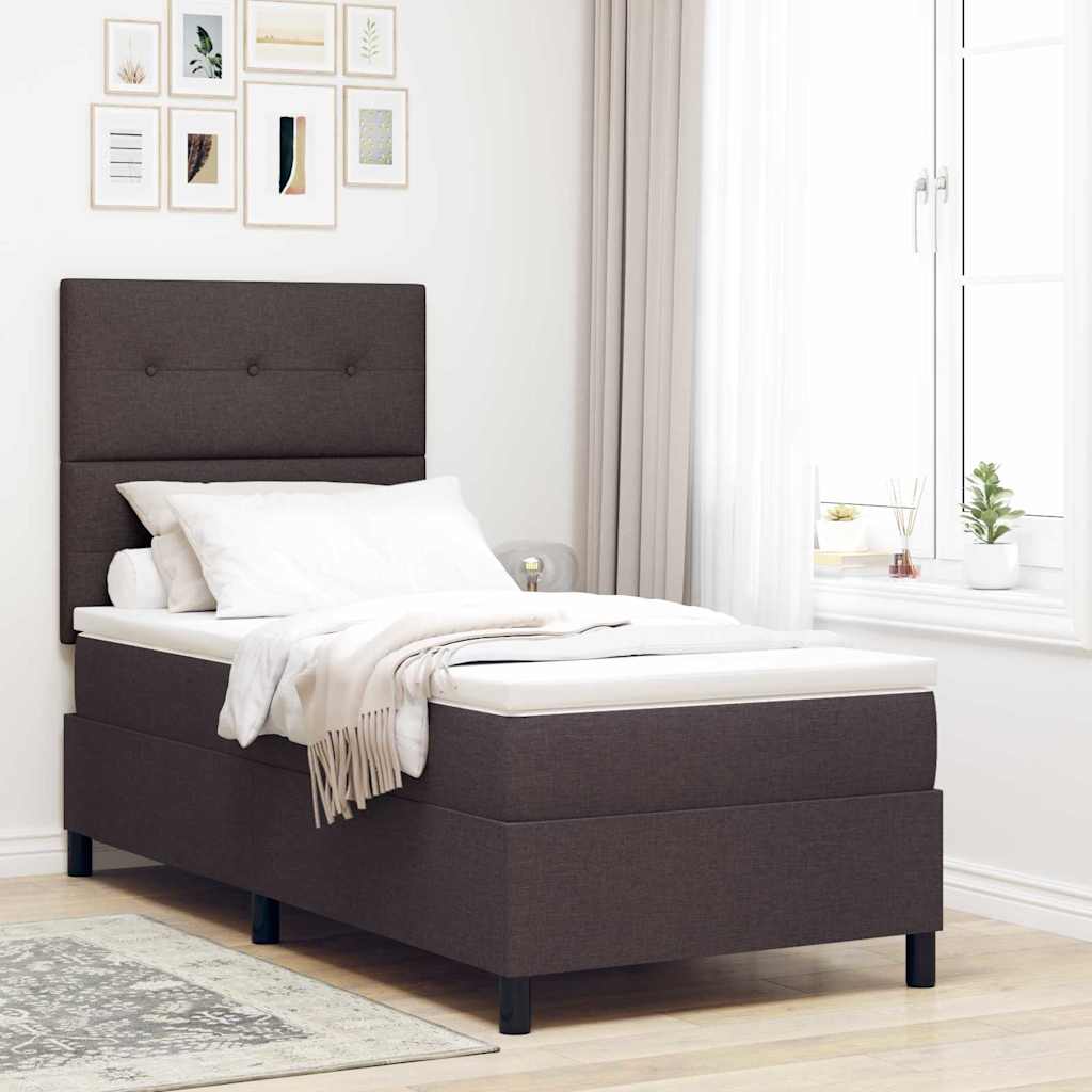 Boxspringbett mit Matratze Dunkelbraun 100 x 200 cm Stoff